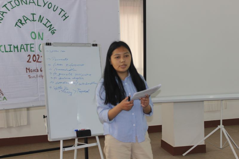 Image of Chhimi Sherpa presents at the National Youth Training on Climate Change, 2021. 11th March, 2021