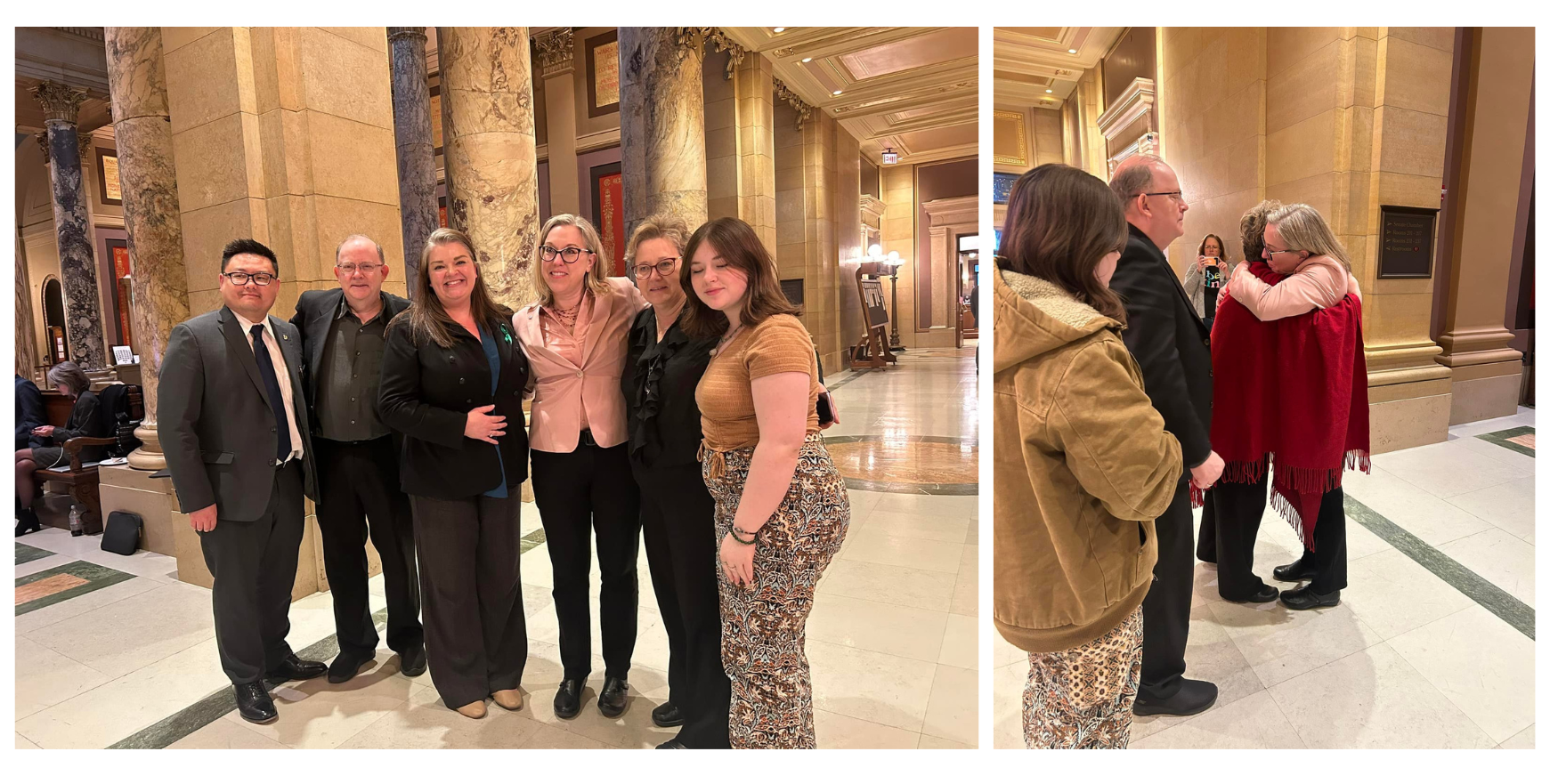 Senator Seeberger and the Strande Family at the Minnesota Capitol after Amara's Law Passed The House Floor, with Clean Water Action Director Avonna Starck and Senator Tou Xiong