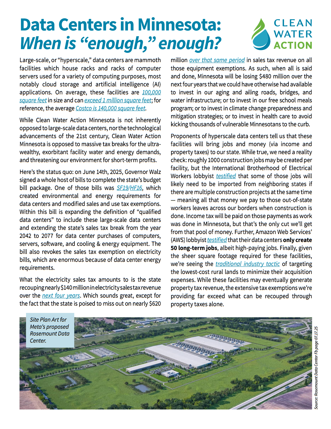 Factsheet - Data Centers in Minnesota: When is "enough," enough?