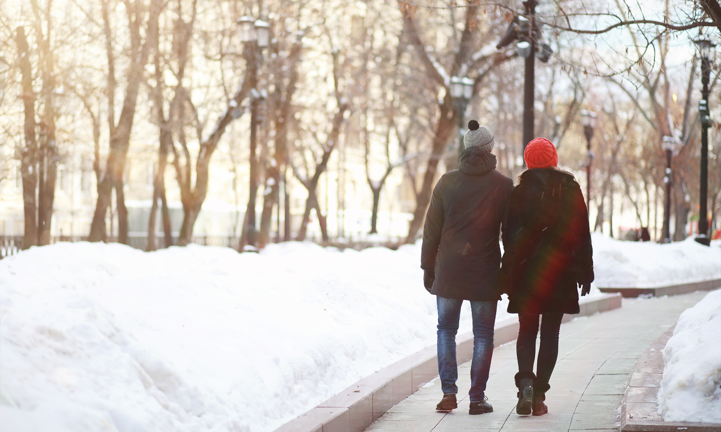 Couple on a snowy walk