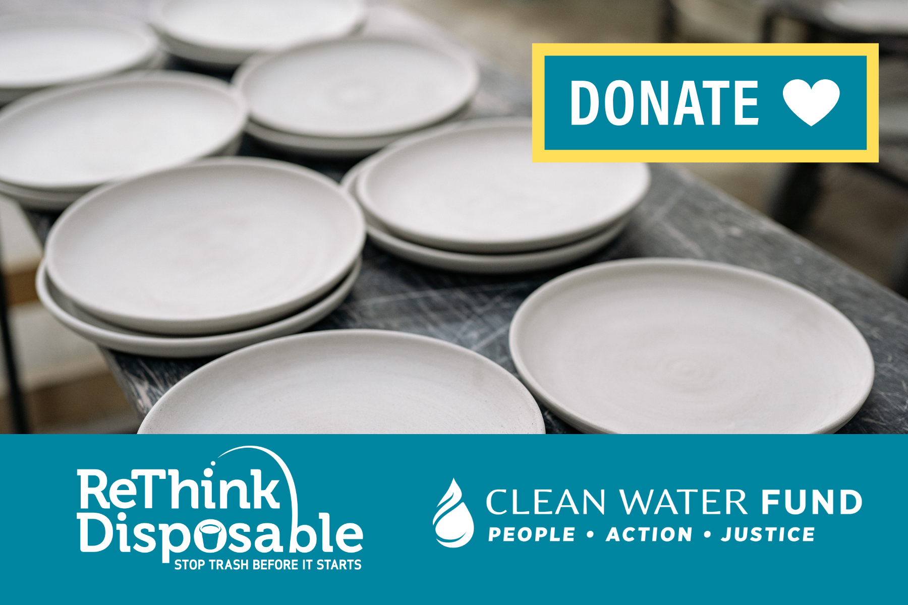 donate graphic with plates background
