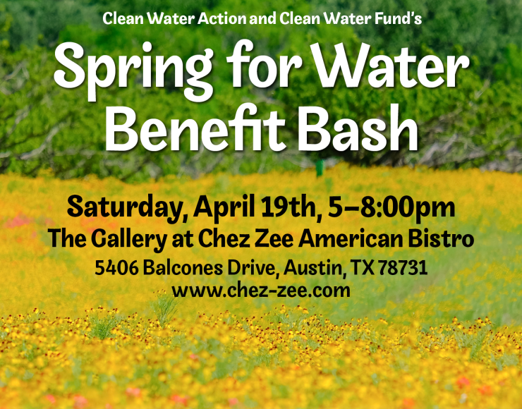 A field of yellow daisies with text: Clean Water Action and Clean Water Fund's Spring for Water Benefit BashA field of yellow daisies with text: Clean Water Action and Clean Water Fund's Spring for Water Benefit Bash