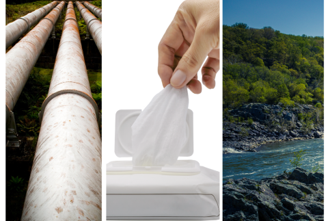 Pipes Wipes and Potomac River photos side by side