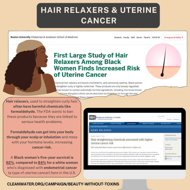 Graphic that illustrates Hair Relaxers link to Uterine Cancer