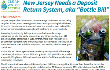 Image of Clean Water Action New Jersey's Bottle Bill Fact Sheet Cover