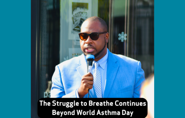 Image of Clean Water Action's Rev. Vernon K. Walker speaking at a World Asthma Day rally