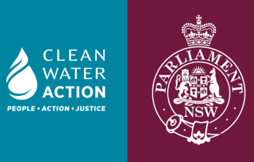 Clean Water Action logo next to New South Wales Parliament logo
