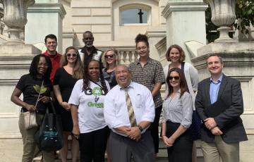 Baltimore City Councilman Bill Henry, residents, and advocates in front of City Hall after the Plastic Bag Reduction Bill public hearing.