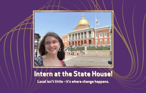 Image of Clean Water Action's MA Intern Catherine Middleman at the MA State House