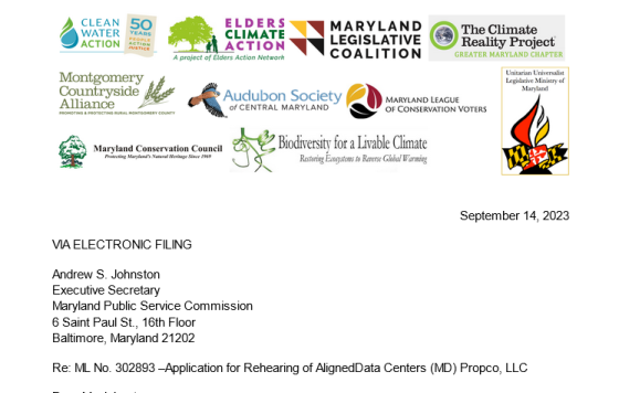 Screenshot of the beginning of the comment letter in the text of the blog post. At the top are the logos of signatories.