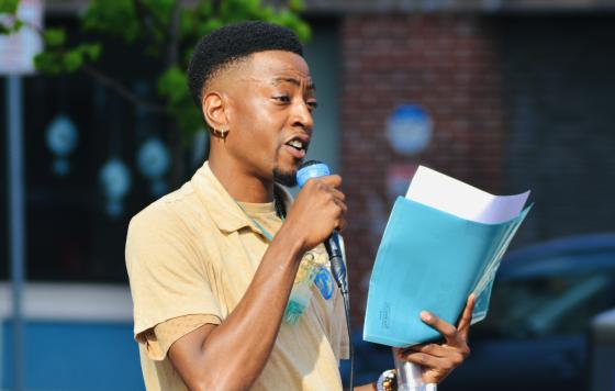 Image of Emannuel De Barros, Director of Development and Community Engagement at ACE at a World Asthma Day Rally (MA)