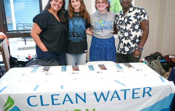 Cynthia Mendes, Emma Weis, Zoe Krueger and Omesa Mokaya from the Clean Water Action team helped folks contact their legislators in support of S.1584/H.2639 and S.1546/H.2427 (photo credit Angela Rowlings)    