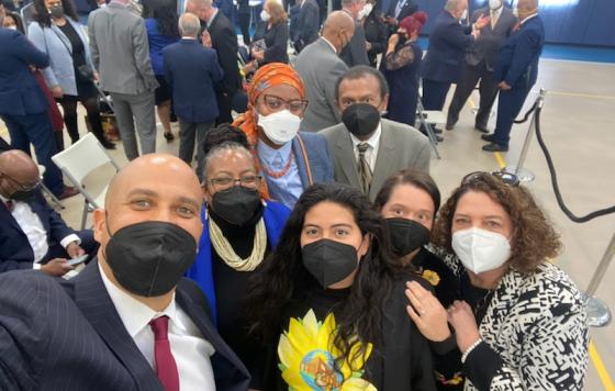 Kim Gaddy with Sen Booker and other leaders in Newark